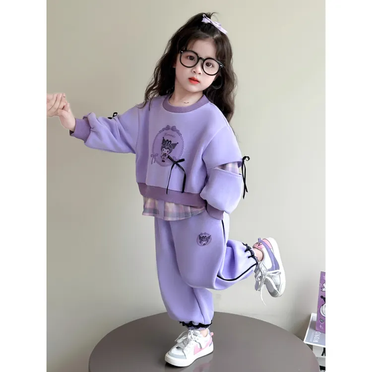 女童洋气运动卫衣套装春秋季女宝宝2025新款休闲库洛米两件套宽松
