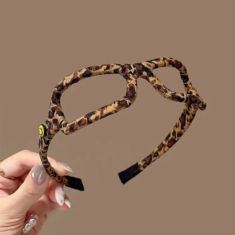 高端豹纹气质眼镜发箍女2024新款时尚发卡外出百搭高颅顶头箍头饰