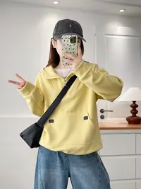 短款秋季卫衣早秋休闲风连帽厚款拉链口袋春季