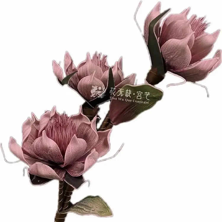 纯手工新款玉兰花 设计师清新仿真花简约艺术假花家庭摆放装饰花