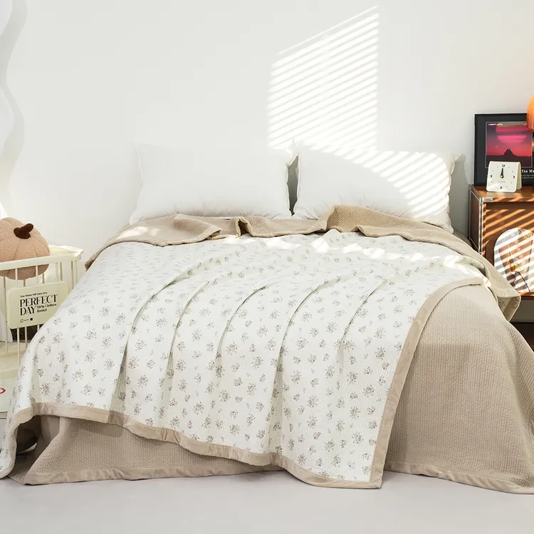 天丝婴儿绒双面床盖夹棉加厚防滑高端可机洗四季款