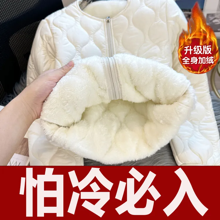 零下30度东北羽绒棉衣女加绒保暖内搭棉袄可机洗小个子羊羔绒棉服