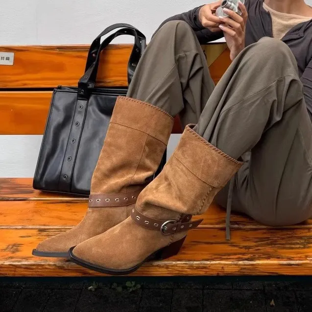【真皮高品质】时装靴休闲时尚做旧沙丘废土风富家千金风欧若假日风