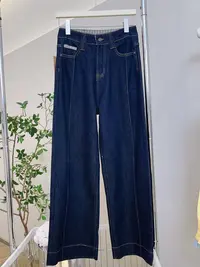 琳心丨早秋新款深蓝色宽松显瘦休闲直筒牛仔裤 DY7589