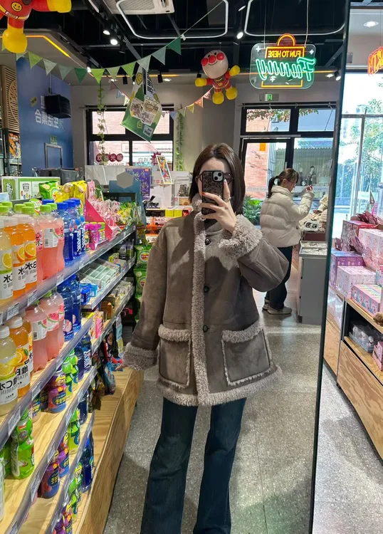 【现货】100%绵羊毛皮毛一体中长款2025海宁冬季新款外套女百搭