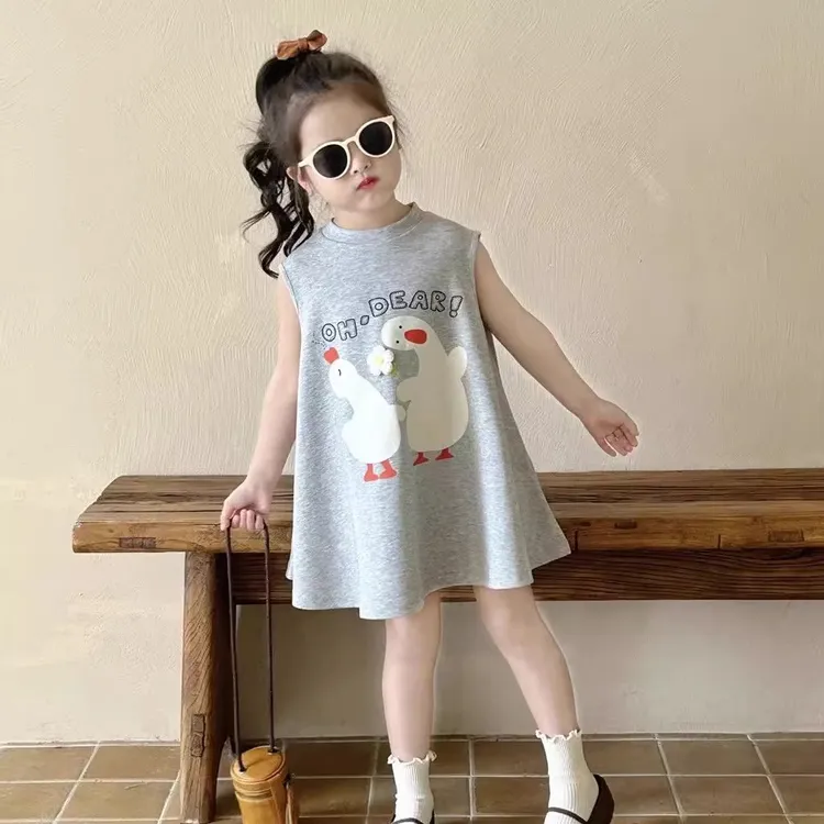 戴维贝同款夏季女童棉裙子连衣夏装背心儿童女宝大A字女童裙