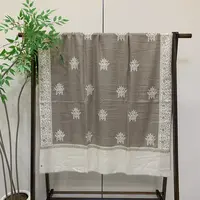 匠艺Kashmir Loom品牌pashmina高原羊绒手工章小蕙同款点缀绣披肩