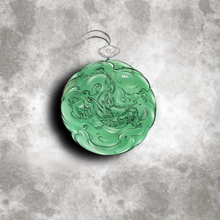 天然缅甸A货翡翠龙牌圆牌绿色吊坠雕刻定制包工