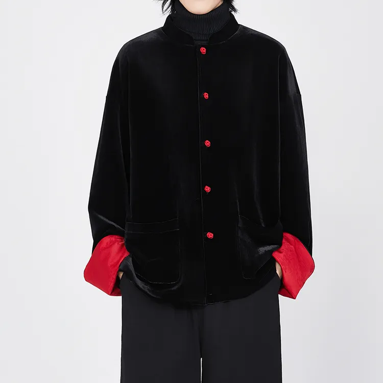 新中式男装唐装秋冬季中国风立领盘扣中山装外套宽松高级感夹克潮