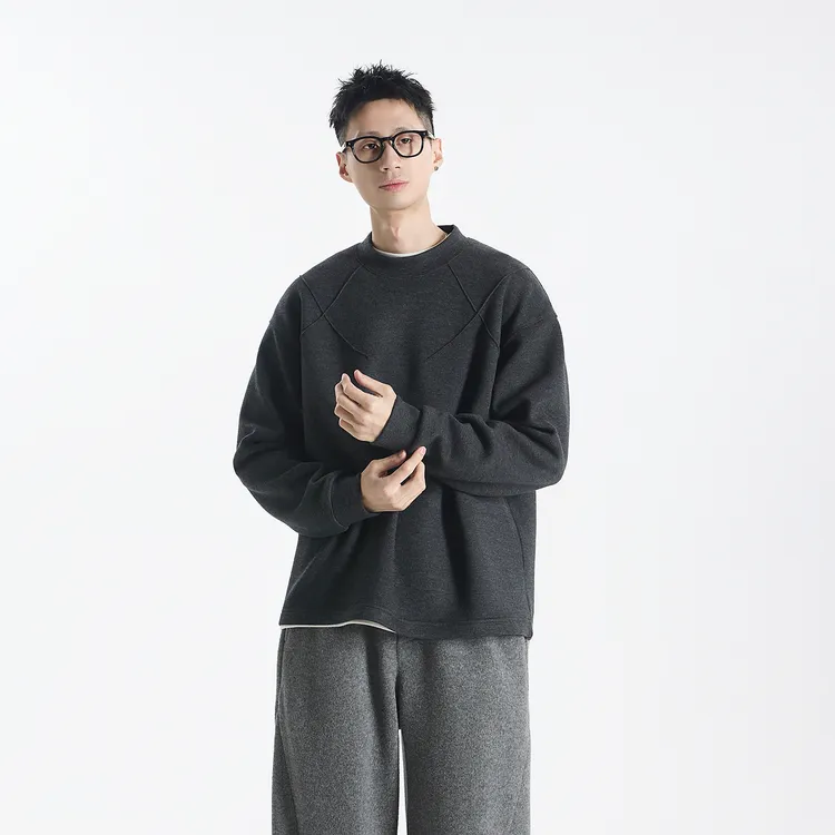 GCCDUPE77『落日绒温』钻石绒绵羊毛混纺半高领打底衫休闲保暖卫衣