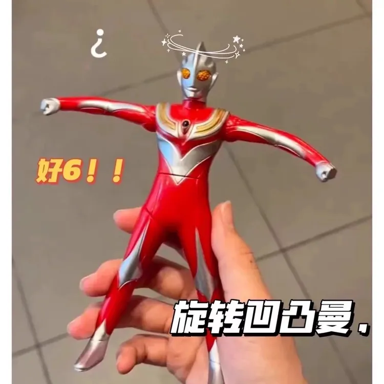 按压360度旋转奥特曼儿童玩具手办美队绿人蜘蛛侠钢铁侠模型摆件