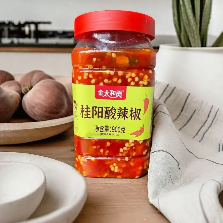酸辣椒金太和贡微辣无油红剁辣椒湖南桂阳手机老坛发酵手工腌制