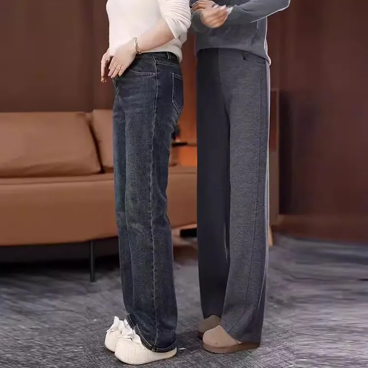 软糯醋酸羊毛直筒弯刀裤女2025春秋新款高腰显瘦窄版西装阔腿裤潮