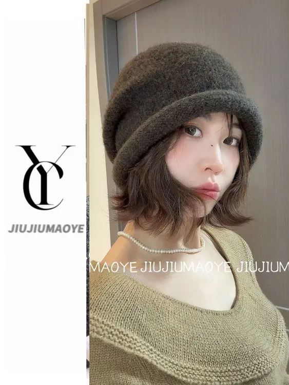 女春秋堆堆帽针织帽帽子美式加厚针织帽网红百搭贝雷帽时尚