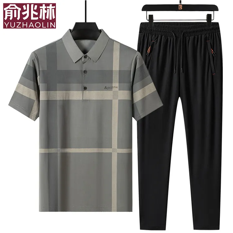 俞兆林中年男装爸爸夏季套装2025爆款新款夏装短袖长裤中老年衣服