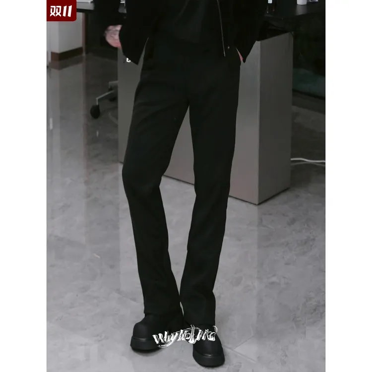 序77秋冬新款 重磅毛呢微阔西裤钻石档百搭休闲长裤男