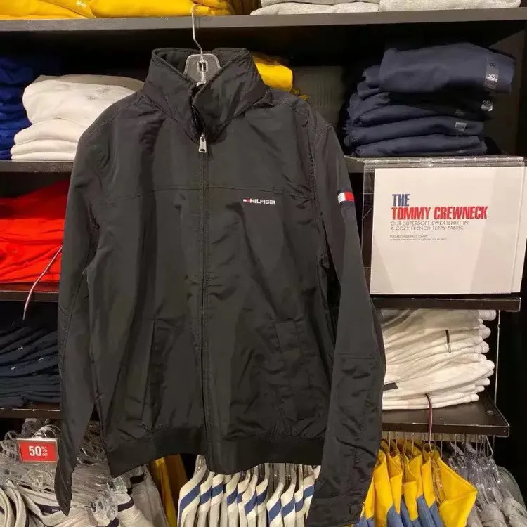 春秋新款汤米Tommy男士夹克刺绣小标简约休闲百搭立领外套 