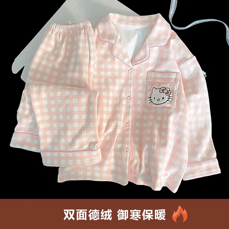 儿童德绒保暖长袖开衫家居服6-12岁女孩洋气公主风休闲可外穿睡衣