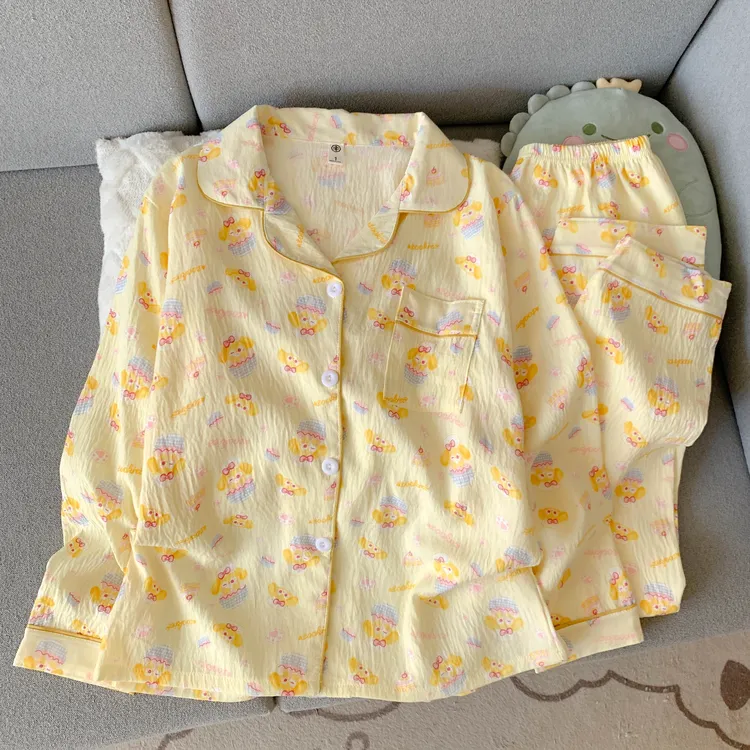 黄油饼饼睡衣女装秋季长款云朵棉长袖长裤可爱卡通少女家居服套装