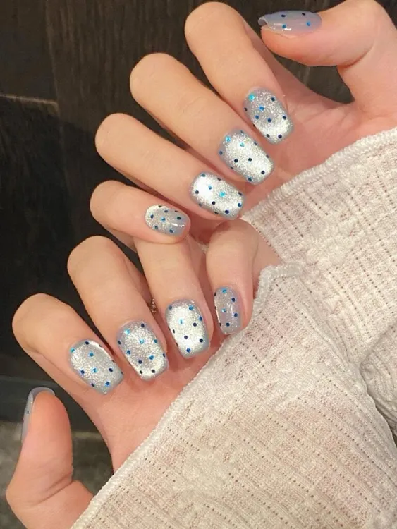 【海盐波点】新款浅色猫眼波点显白高级感学生党短款穿戴甲片可拆卸