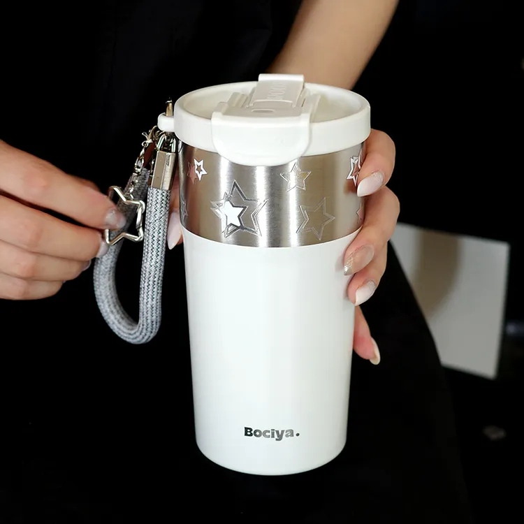 bocyo水杯保温杯女士高颜值吸管咖啡杯便携车载随手礼品保冷杯子