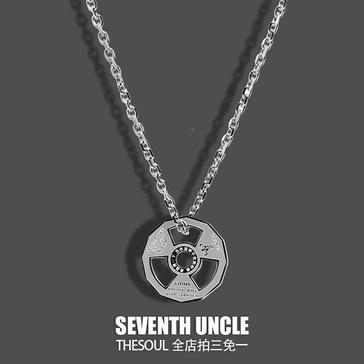 纯铜锆石项链 哑铃项炼肌肉男哑铃片杠铃片健身情侣吊坠女挂件不