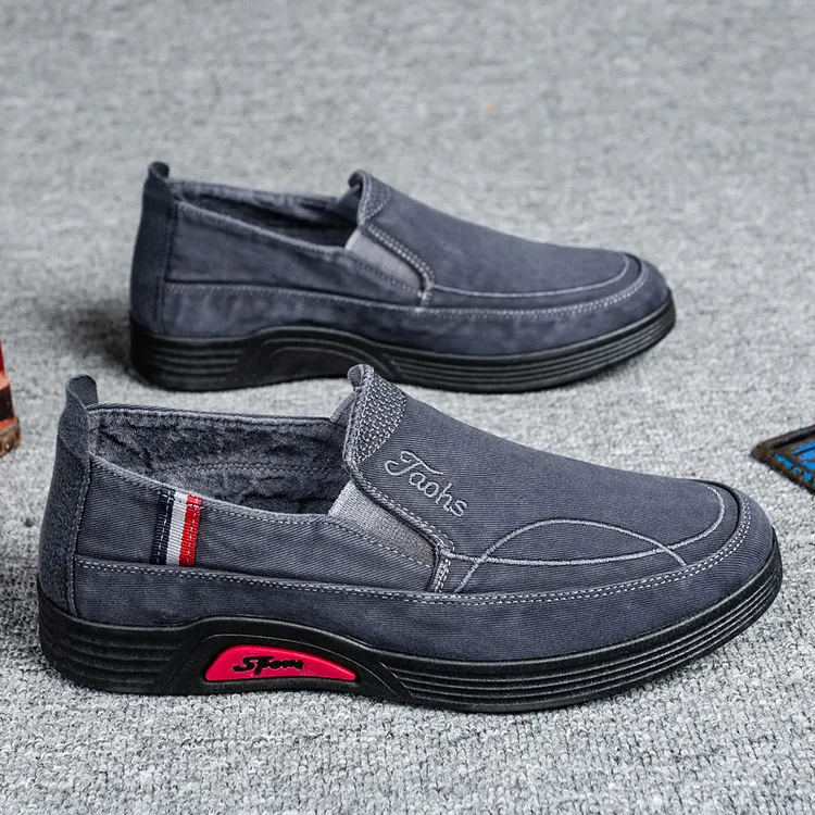 春秋款男士休闲布鞋一脚蹬男鞋透气软底防滑爸爸鞋老北京帆布鞋男