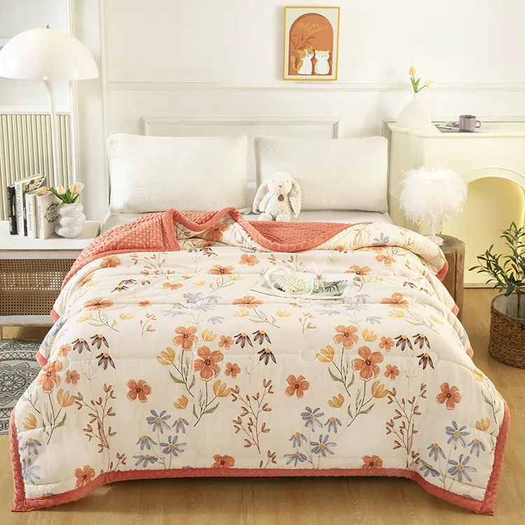 2025新款保暖秋冬时尚亲肤柔软绒豆豆家居学生宿舍被子午睡可机洗