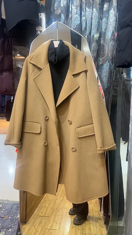 图片同款中长休闲宽松双面尼外套