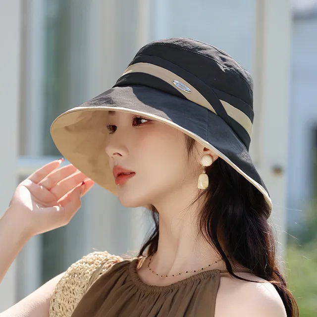 防晒渔夫帽子女夏季防紫外线大帽檐盆帽素颜时尚遮脸显脸小太阳帽