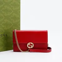 95新 GUCCI/古驰 风琴包woc红色【静文】 BG22004848