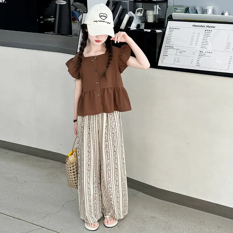 女童夏装套装2025新款儿童洋气夏季薄款短袖中大童宽松休闲两件套