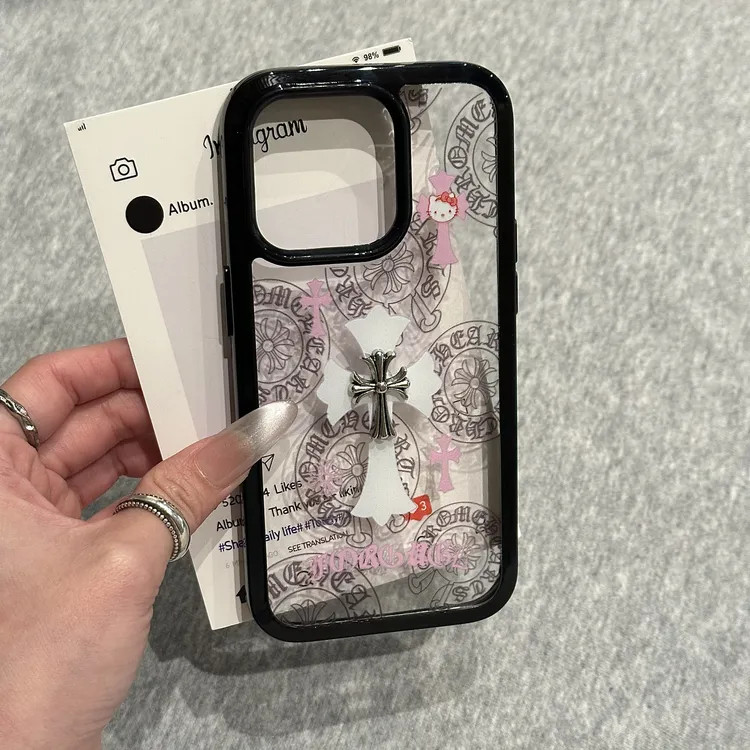 ins风小众立体十字架kitty适用苹果17/15promax手机壳iPhone16女