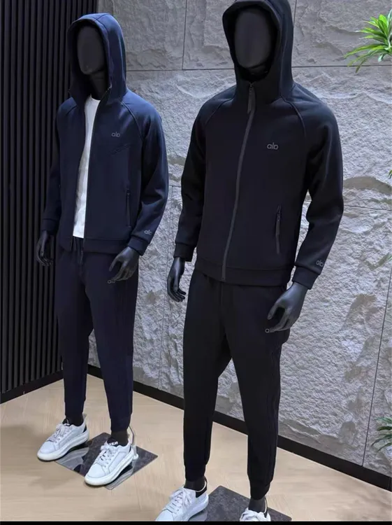 男士休闲套装春秋季新款时尚潮流连帽拉链开衫小脚裤大码两件套男