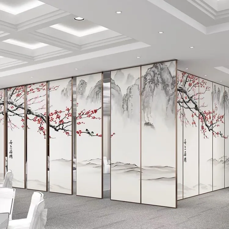 酒店活动隔断饭店包厢吊轨隔音折叠移动屏风办公室展厅推拉隔断墙