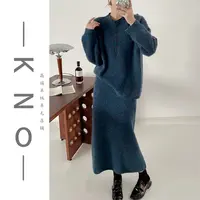 【KNO】 5605  秋冬新款蓝眼泪半扣款羊绒拉绒洋气质感针织衫女士