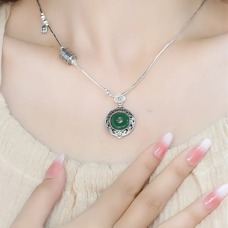 铜合金吊坠 可打开香囊吊坠女中式复古卷草纹平安扣挂坠国潮项坠