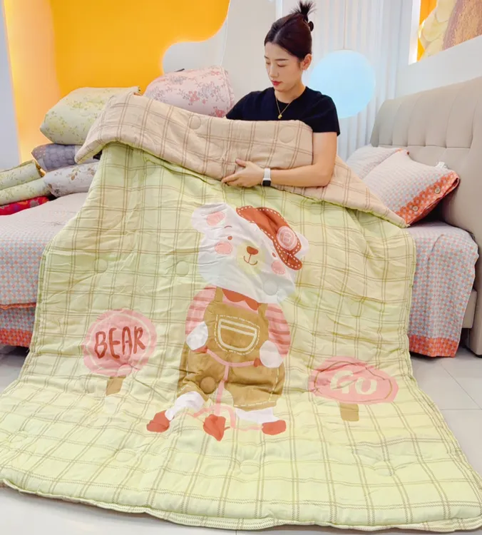 【1.5米格子熊】1.5米*2米纯棉全提双层纱秋冬被柔软亲肤透气可机洗