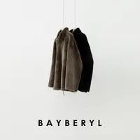 BAYBERYL老贝柚木棕*立领拉贡宽松拉链25秋一体皮衣PY5G3109-9/14