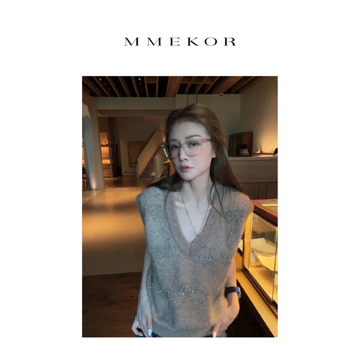 MMEKOR“波光恋人”马甲 2025新款秋款千金玛德琳优雅马夹 30739