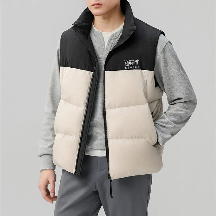 2025冬季新款男士拼色羽绒马甲休闲保暖无袖坎肩背心马夹潮流外套
