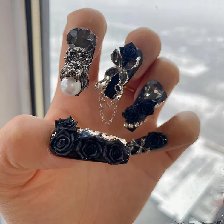 十二星座系列~天蝎座纯手工穿戴甲重工满钻满花立体钻球定制款