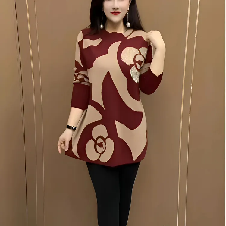 （运费补贴）冬季新款时尚妈妈毛衣高档气质百搭宽松潮流烫钻中长