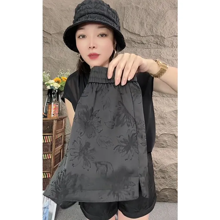 设计感印花阔腿裤女2025夏季新款高腰显瘦宽松休闲百搭直筒短裤子