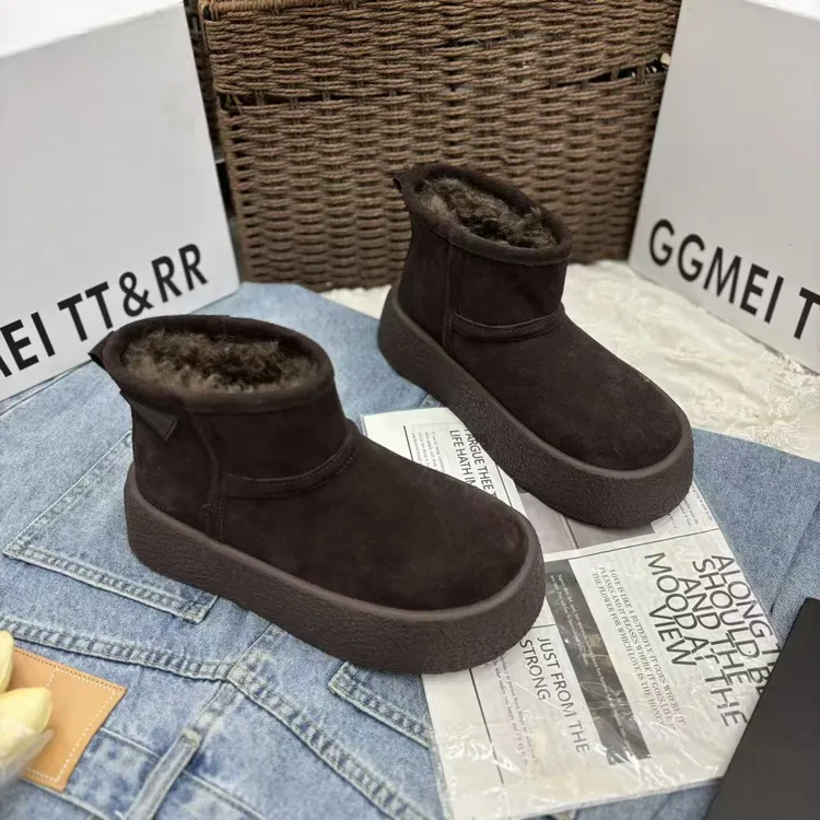 高颜值勃肯棉鞋女冬季加绒外穿2025新款厚底软底增高面包鞋雪地靴