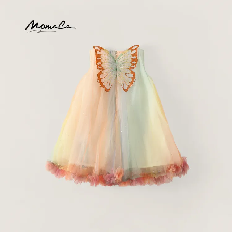 MOMOCO女童夏季新款儿童百搭洋气设计蝴蝶连衣裙77630477030
