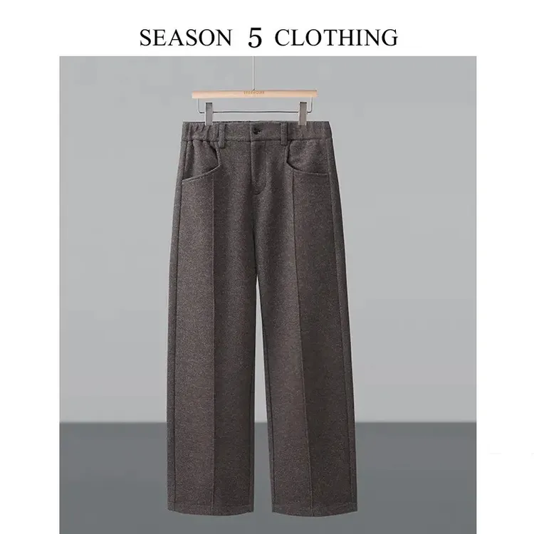 男士羊毛混纺毛呢弯刀裤秋冬款高克重宽松休闲裤保暖显瘦阔腿裤子