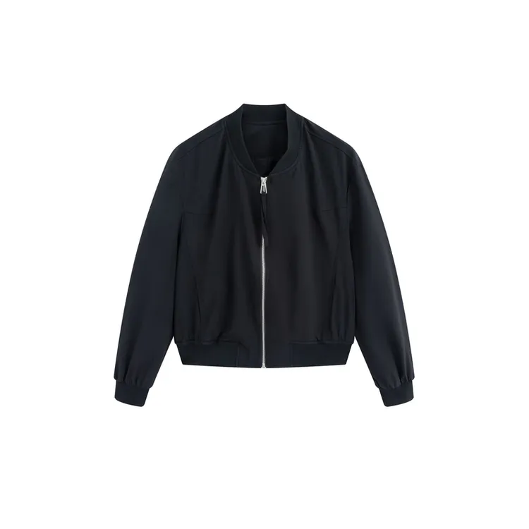 2025短外套女春秋时尚纯色休闲宽松高级感棒球服拉链开衫外套女