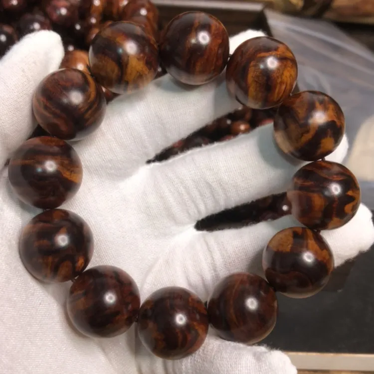 海南虎皮纹2.0cm黄花梨盘玩下山干料满纹手串多样性发货文玩手串