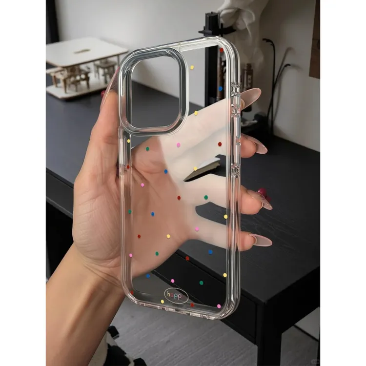 奥菲顿彩色波点happy适用iPhone16高透手机壳华为viv小米15oppo套